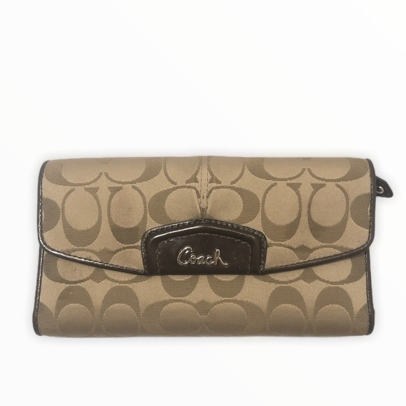 Coach Ashley khaki brown checkbook wallet - Picture 1 of 15